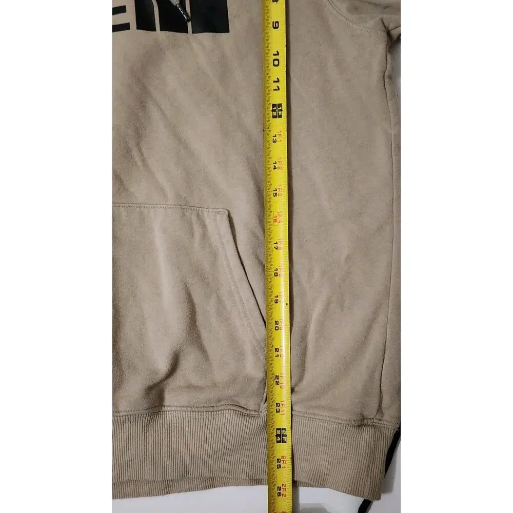 North Face Pullover Hoodie Camel Brown Black Logo Mens M Unisex Kangaroo Pocket